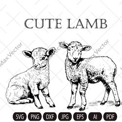 Lamb Svg, Sheep svg, Cute Farm Animal, Livestock,farm life, Lamb Clipart, Lamb Vector, Lamb  printable, Lambs svg
