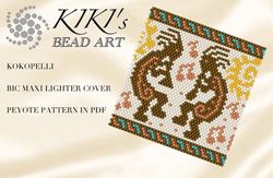 Lighter Cover pattern Peyote Pattern, bead pattern for BIC MAXI LIGHTER COVER Kokopelli beading pattern in PDF