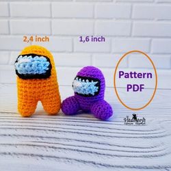 Mini Yellow and Purple crewmate amigurumi toy crochet