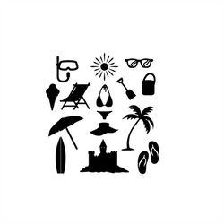 Summer Silhouette - Summer Palm Palm Tree Sun Ice Cream Bikini Parasol- SVG Download File - Plotter File - Crafting - Pl