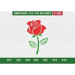 Rose Embroidery Design File, Rose flower Embroidery Design File for machine, Instant Download DST, EXP, VP3, PES