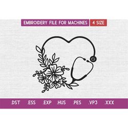 Nurse flower Embroidery Design File, Nurse flower Embroidery Design File for machine, Instant Download DST, EXP, VP3, PE