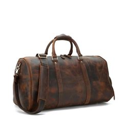 Travel bag made of genuine leather "Oregon", vintage. Free shipping!