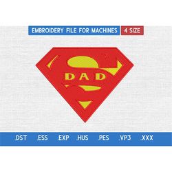 Trendy Super Dad Embroidery Design File, Father's Day Embroidery Design File for machine, Instant Download DST, EXP, VP3
