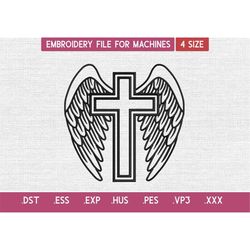 Cross Angle Wings Embroidery Design File, Cross Angle Wings Embroidery Design File for machine, Instant Download DST, EX