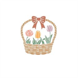 Basket of Spring Flowers tulips - Basket of spring flowers tulips - SVG Download File - Plotter File - Plotter - Plotter