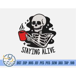 Skeleton Embroidery File - Instant Download - Halloween Pattern For Patches - Digital Cartoon Art For Clothing Decoratio