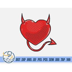 Devil Heart Embroidery File - Instant Download - Daemon Love Pattern For Patches - Evil Cartoon Art Gift For Her - Rock