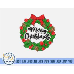 Christmas Holly Mistletoe Embroidery File - Instant Download - Text Word Design For Clothing Decoration - Pattern For Xm