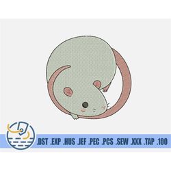 Mouse Embroidery File - Cute White Mouse Design For Baby And Newborn - Instant Download - Beautiful Pet Pattern For Patc