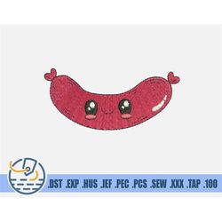 Sausage Embroidery File - Barbeque Party Stitch Design - Instant Download - Kids Embroidery - Funny Hot Dog - Happy Meat