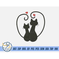 Cat Love Emboidery File - Instant Download - Beautiful Love Art For Valentine's Day - Romantic Cartoon Pets For Clothing