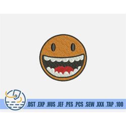 Smile Embroidery File - Instant Download - Happy PacMan Art For Clothing Decoration - Cartoon Pattern For Patches - Emoj
