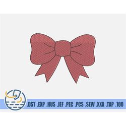 Ribbon Bow Embroidery File - Instant Download - Mini Bow For Baby And Newborn - Red Hair Bow For Clothing Decoration - P