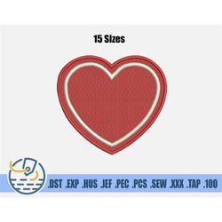 Red Heart Embroidery File - Instant Download - 15 Sizes Pattern For Patches - Valentine's Day - Machine Stitch Art For C