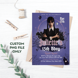 Personalized File Wednesday Addams Birthday Invitation | Wednesday Party Invite | Addams Family | Wednesday PNG File
