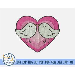 Birds Loveing Embroidery File - Instant Download - Happy Love Design For Valentine's Day - Clothing Decoration For Coupl