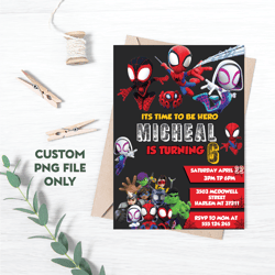 Personalized File Spidey And His Amazing Friends Birthday Invitation | Printable Party Invitations | Digital PNG File