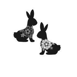 Flowers Rabbit Rabbit Spring Flowers Rabbit Bunny SVG - SVG Download File - conejo de Pascua - Plotter Cricut
