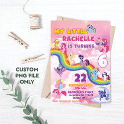 Personalized File My Little Pony Birthday Invitation | Little Pony Invite, Printable Birthday invite, Kids | PNG File