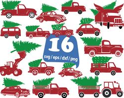 Christmas Truck Tree SVG, Christmas Truck SVG, Merry Christmas SVG, Christmas Silhouette SVG, Truck Tree Retro SVG