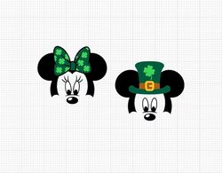saint patrick's day, leprechaun hat, clover, mickey minnie mouse, ears bow.