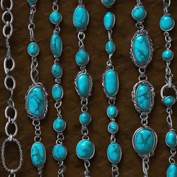Turquoise Bracelets on Brown Leather 43 Tileable Repeating Pattern