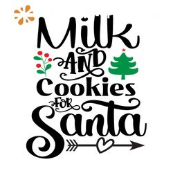 Milk And Cookies For Santa Svg, Christmas Svg, Cookies Svg, Red Berries Svg
