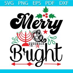 Merry And Bright Svg, Christmas Svg, Xmas Svg, Xmas Mistletoe Svg, Christmas Gift Svg