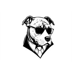 DOG in TUXEDO SVG, Dog in Tuxedo Clipart, Dog with glasses Svg Files For Cricut, Amstaff Svg Cut Files, Pitbull Svg