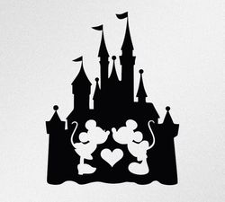 Mickey Minnie Kissing Castle Svg,Cdr Vector Files for Cricut, Silhouette, Cutting Plotter, Png File for S