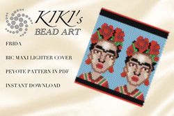 Lighter Cover pattern Peyote Pattern, bead pattern for BIC MAXI LIGHTER COVER Frida beading pattern in PDF