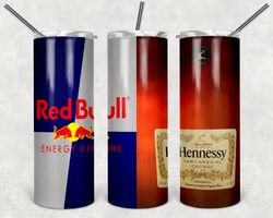 Red Bull and Hennessy Tumbler Wrap Design - PNG Sublimation Printing Design - 20oz Tumbler Designs.
