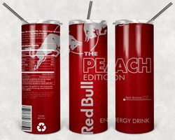 Red Bull Peach Tumbler Wrap Design - PNG Sublimation Printing Design - 20oz Tumbler Designs.