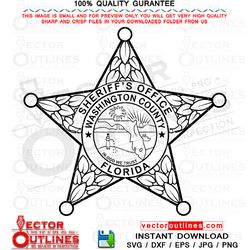 Washington County svg Sheriff office Badge, sheriff star badge, vector file for, cnc router, laser engraving, laser cutt