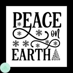 Peace On Earth Svg, Christmas Svg, Peace Christmas Svg, Pine Tree Svg