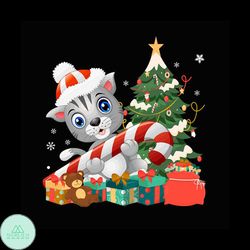 Cat Christmas And Candy Cane Svg, Christmas Svg, Christmas Cat Svg