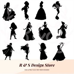 princess, silhouettes, frozen, mermaid, queen, png, svg.