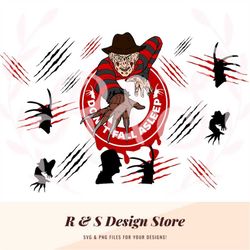 horror, cup wrap, freddy, never sleep again, horror characters, tumbler, svg, png.