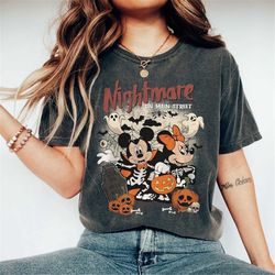 Mickey Minnie Halloween Shirt, Vintage Disney Halloween Comfort Colors T-shirt, Nightmare On The Main Street Shirt, Hall