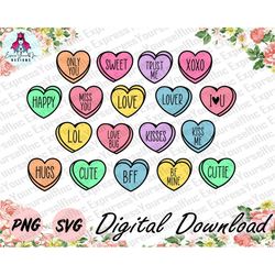 candy hearts svg, candy hearts png, valentine's day svg, conversation hearts svg, heart candy svg, candy heart clipart,