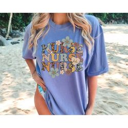 comfort colors retro nurse shirt, wildflowers nurse tee, nurse gift idea, nursing school gift, unique nurse shirt, nurse