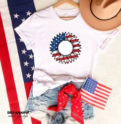 American Flag Sunflower, USA T-shirt, Sunflower, Sunflower F