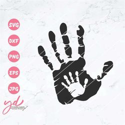 Dad and Baby Hand Print Svg Png | Dad and Kid Hand Svg | Hand Prints Svg | Baby Newborn Hand Print Svg | Father's Day Sv