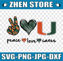 Peace Love Hurricanes Png, Sport Png, NCAA Png, NCAA Sport Png, Digital Download