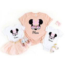 Retro Disney Sunglasses Matching Shirt,Custom Name Disney Family Matching Shirts, Daddy Mama Mini Matching Tees, Retro M