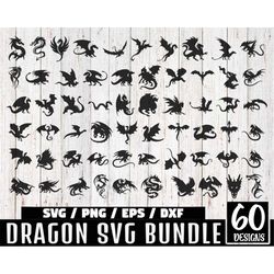 Dragon Svg Bundle, Dragon svg, Dragon Cut File, Dragons Head, Dragon Clipart, Animal Svg, Dragon Silhouette, Dragon tatt