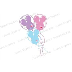 mickey colored balloons with hearts svg