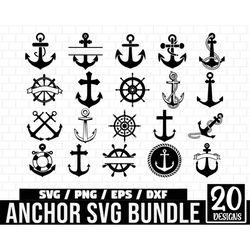 Anchor SVG Bundle, Split Anchor Rope SVG, Anchor Frame SVG, Anchor ClipArt, Monogram Anchor Svg, Wheel Svg, Boat Anchor