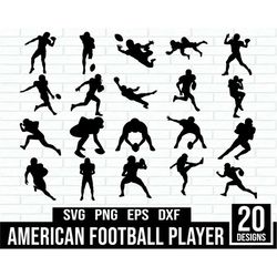 Football SVG Bundle, Football American Player SVG, Football Svg Cut Files For Cricut, Football Player Silhouette, Footba
